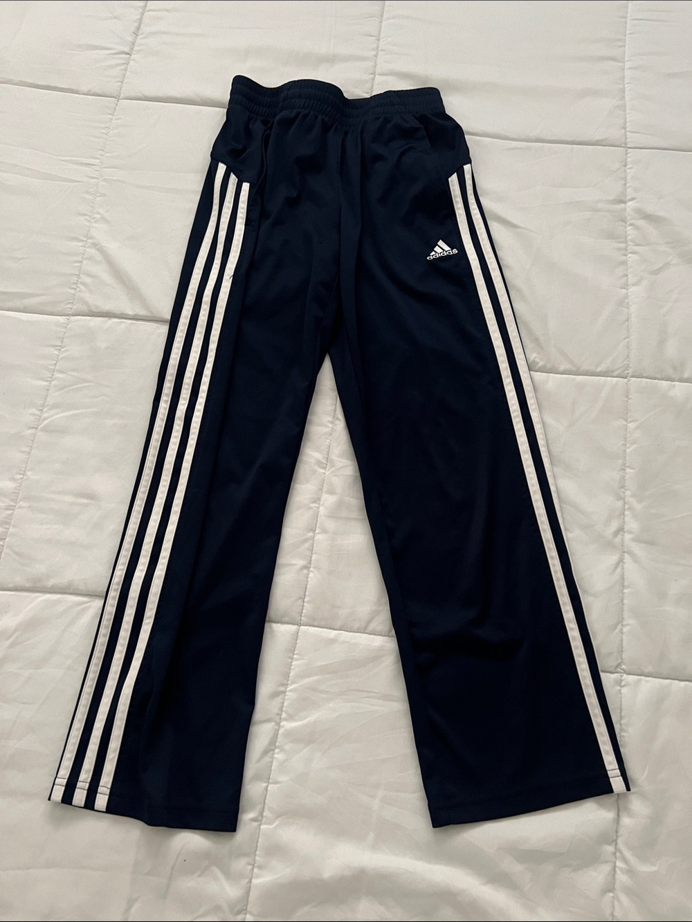 adidas Kids Navy Sweatpants with White Three-Stripes